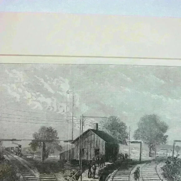 Art Print Revere Massachusetts Railroad Train Wreck Scene Antique 1871 RARE - Picture 8 of 12